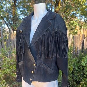 Vintage Black Fringe Women's Jacket